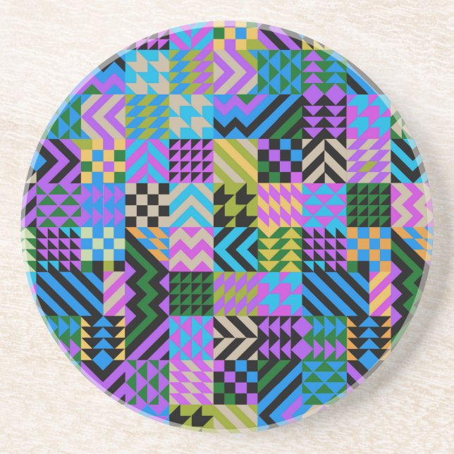 Tribal Folk Art - Blue Coaster (Front)