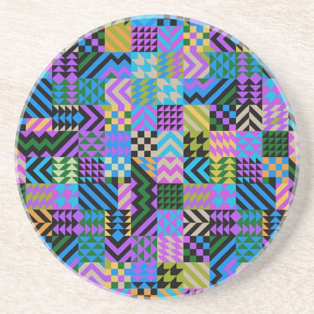 Tribal Folk Art - Blue Coaster (Front)