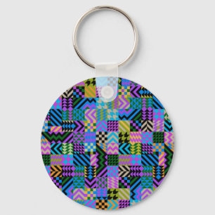 Tribal Folk Art - Blue Keychain