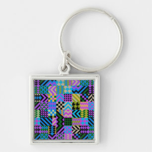 Tribal Folk Art - Blue Keychain