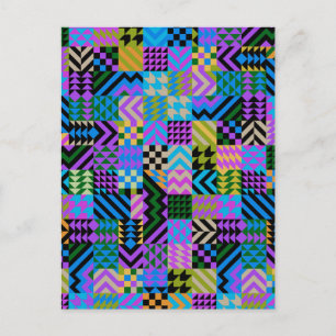 Tribal Folk Art - Blue Postcard