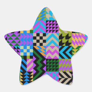Tribal Folk Art - Blue Star Sticker