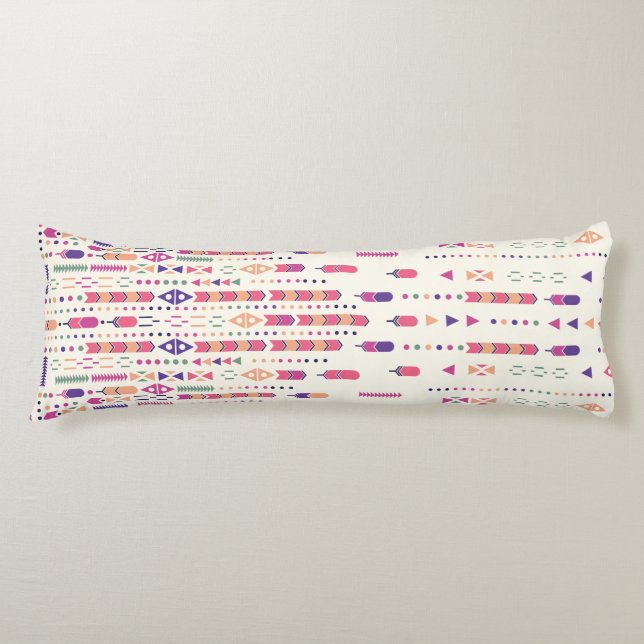 Tribal Folk Art In Structured Pattern Body Pillow (Front)
