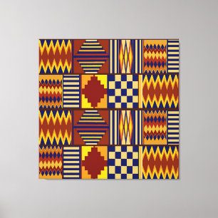 Tribal Folk Art - Rust Navy Yellow Canvas Print