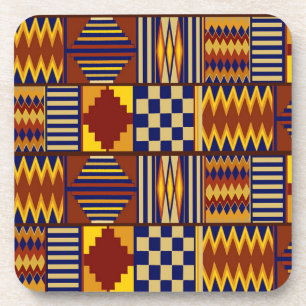 Tribal Folk Art - Rust Navy Yellow Coaster