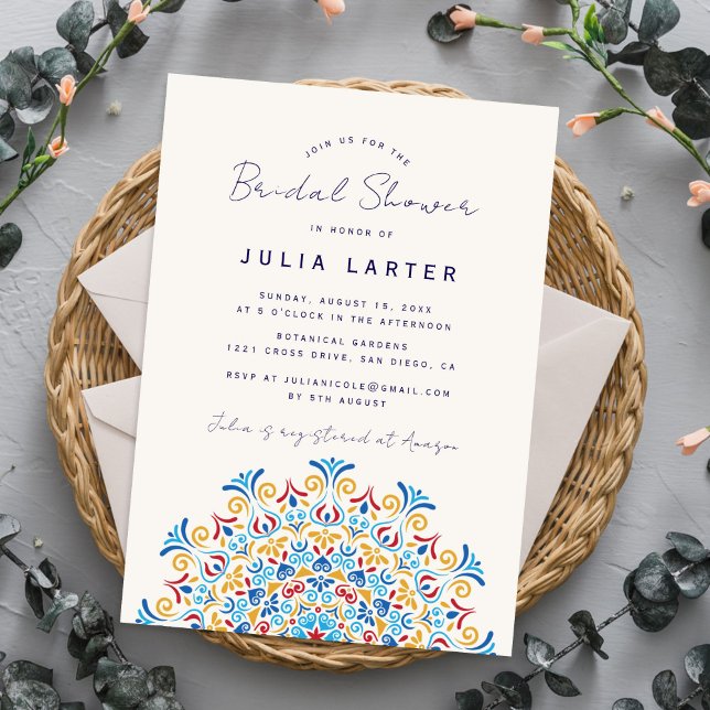 Tribal Folk Country Crest Mandala Bridal Shower Invitation (Creator Uploaded)