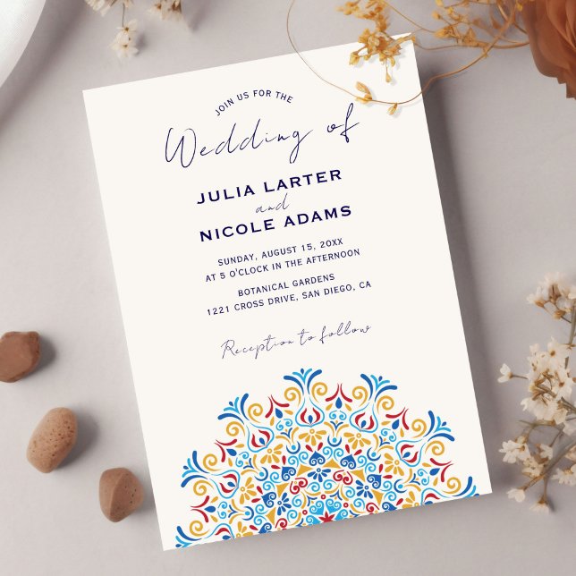 Tribal Folk Country Culture Crest Mandala Wedding Invitation (Creator Uploaded)