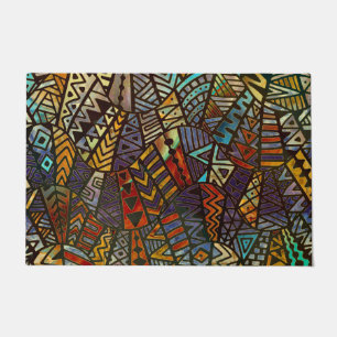 Tribal  Folk Pattern Gold and Paint Doormat