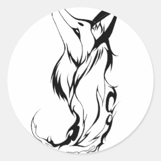 Tribal Fox Tattoo Design Classic Round Sticker