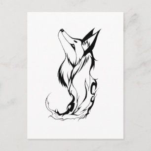 Tribal Fox Tattoo Design Postcard