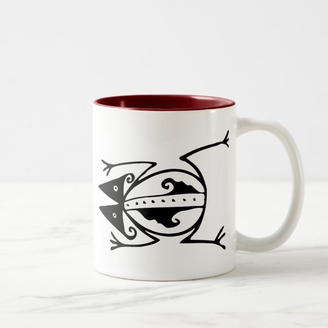Tribal frog ancient animal tribal art Two-Tone coffee mug (Right)