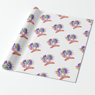 TRIBAL FROWNIE EMOJI MEEMOGIE WRAPPING PAPER