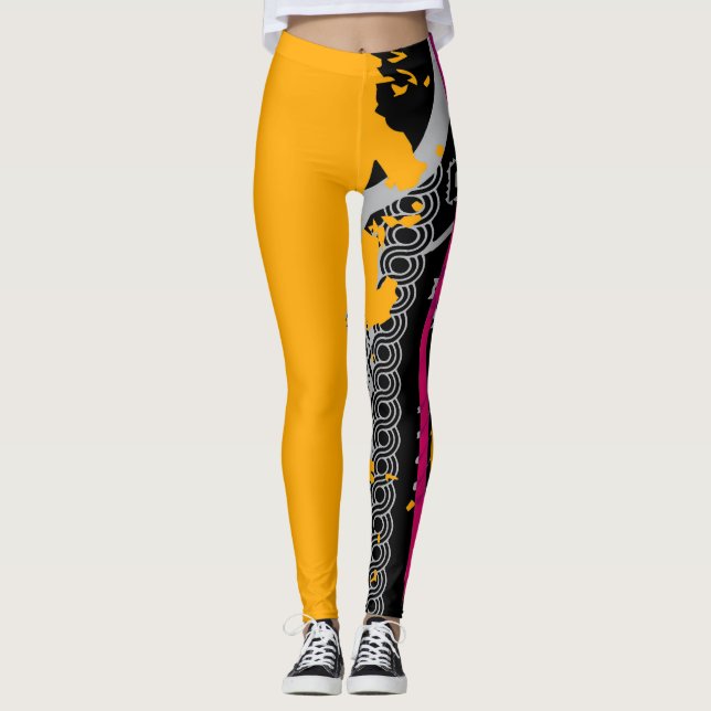 Tribal Fusion Bold Yellow & Pink with Leggings (Front)