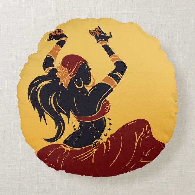 tribal fusion gitan belly dancer round pillow (Front)