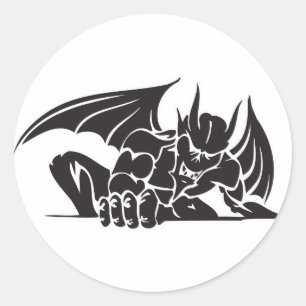 tribal gargoyle design classic round sticker