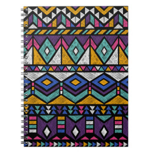Tribal Geometric Aztec: Colourful Vintage Pattern Notebook