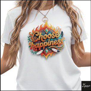 Tribal Geometric Choose Happiness 3D Art T-Shirt