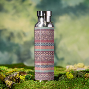 Tribal Geometric Mudcloth Stripe Boho Multicolor Water Bottle