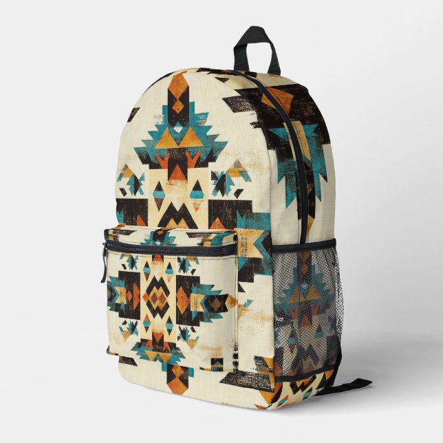 Tribal Geometric Pattern Backpack  (Back Corner Right)