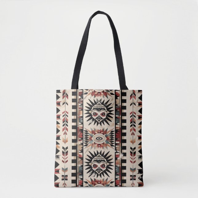 Tribal Geometric Print Tote Bag (Front)