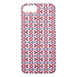 Tribal geometric red, blue, and white pattern iPhone 8/7 case