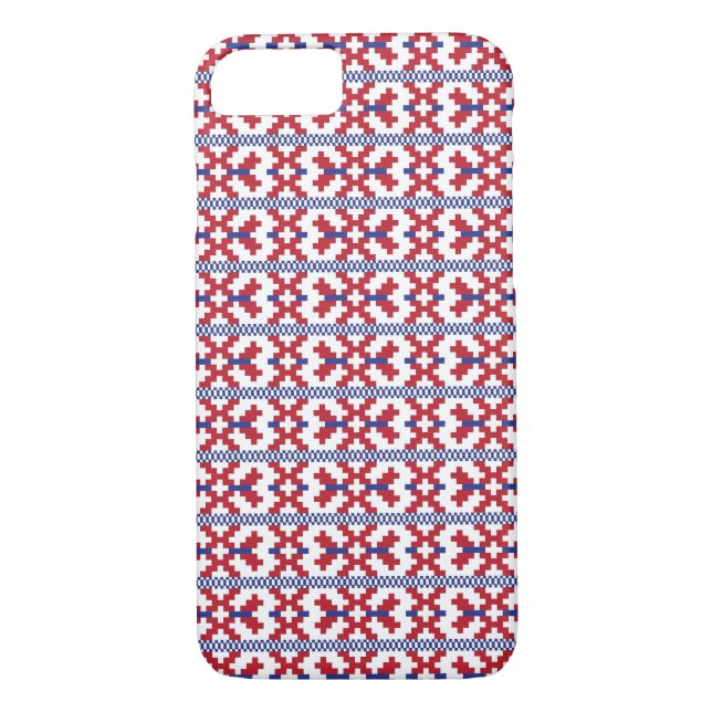 Tribal geometric red, blue, and white pattern Case-Mate iPhone case (Back)