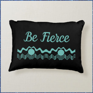 Tribal Geometric Turquoise Blue and Black Accent Pillow