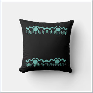 Tribal Geometric Turquoise Blue and Black Throw Pillow