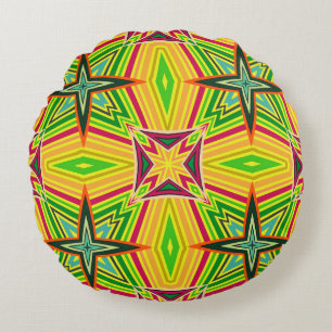 Tribal geometric vintage pattern. Seamless ethnic  Round Pillow
