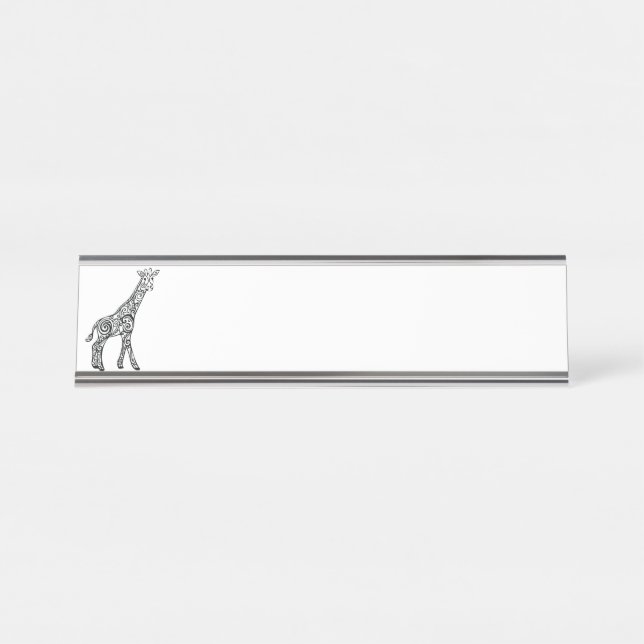 Tribal Giraffe Desk Name Plate (Front)