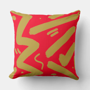 Tribal Gold and Red Throw Pillow