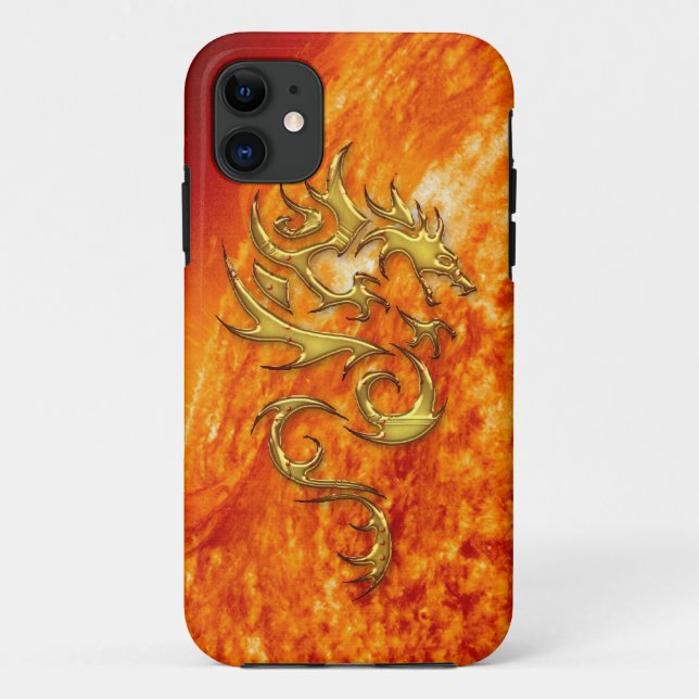 Tribal Gold Dragon & Burning Sun iPhone Case (Back)