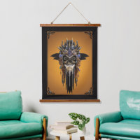 Tribal Gothic Skull Wall Tapestry