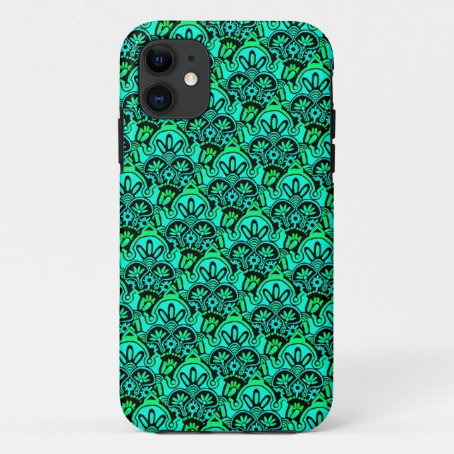 Tribal Green and Black iPhone case (Back)