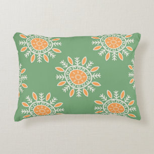 Tribal Green Peach Tote Accent Pillow