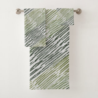 Tribal Green Stripes Abstract Pattern Bath Towel Set