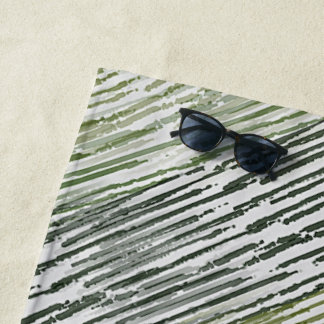 Tribal Green Stripes Abstract Pattern Beach Towel
