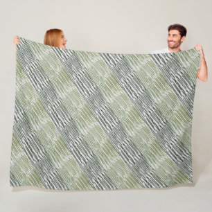 Tribal Green Stripes Abstract Pattern Fleece Blanket
