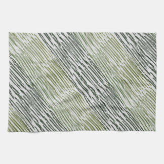 Tribal Green Stripes Abstract Pattern Kitchen Towel
