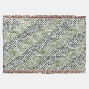 Tribal Green Stripes Abstract Pattern Throw Blanket