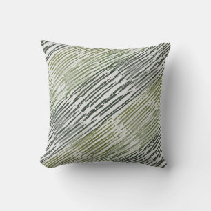 Tribal Green Stripes Abstract Pattern Throw Pillow