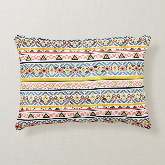 Tribal grunge ethno folk pattern in retro style accent pillow (Front)