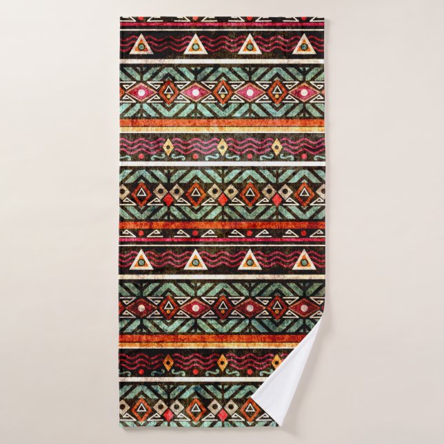 Tribal grunge ethno folk pattern in retro style bath towel (Bath Towel)