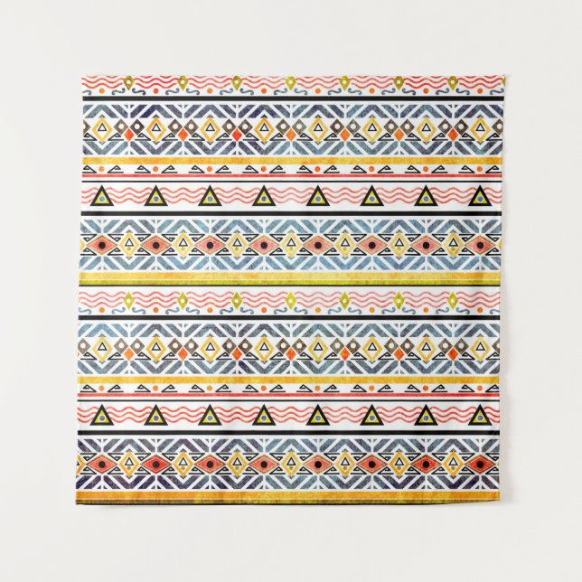 Tribal grunge ethno folk pattern in retro style tapestry (Front)