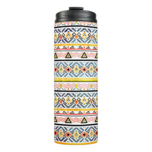 Tribal grunge ethno folk pattern in retro style thermal tumbler
