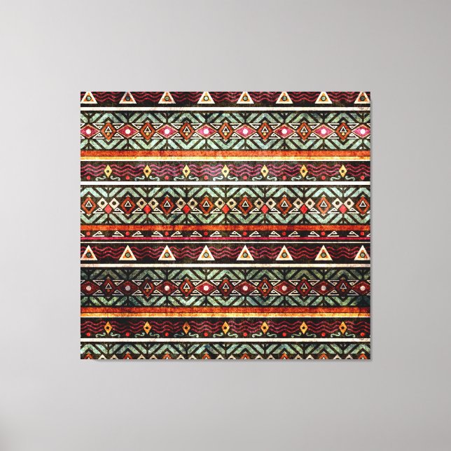 Tribal Grunge: Ethno Retro Pattern Canvas Print (Front)