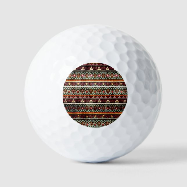 Tribal Grunge: Ethno Retro Pattern Golf Balls (Front)