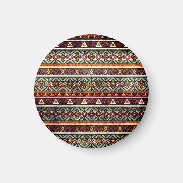 Tribal Grunge: Ethno Retro Pattern Magnet (Front)