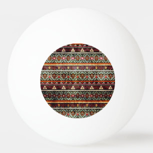 Tribal Grunge: Ethno Retro Pattern Ping Pong Ball