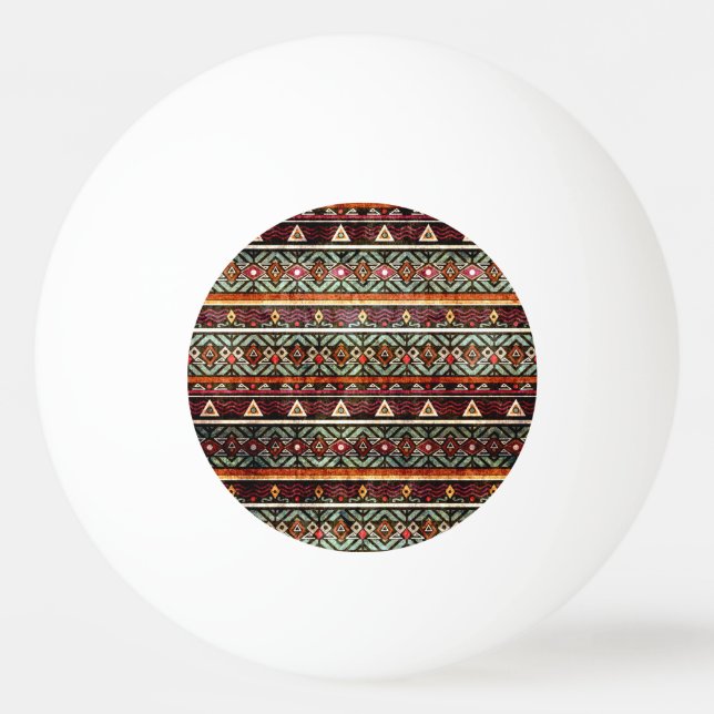 Tribal Grunge: Ethno Retro Pattern Ping Pong Ball (Front)